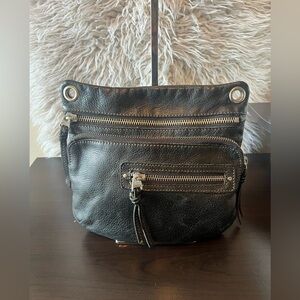 Black Fossil Crossbody Leather Bag